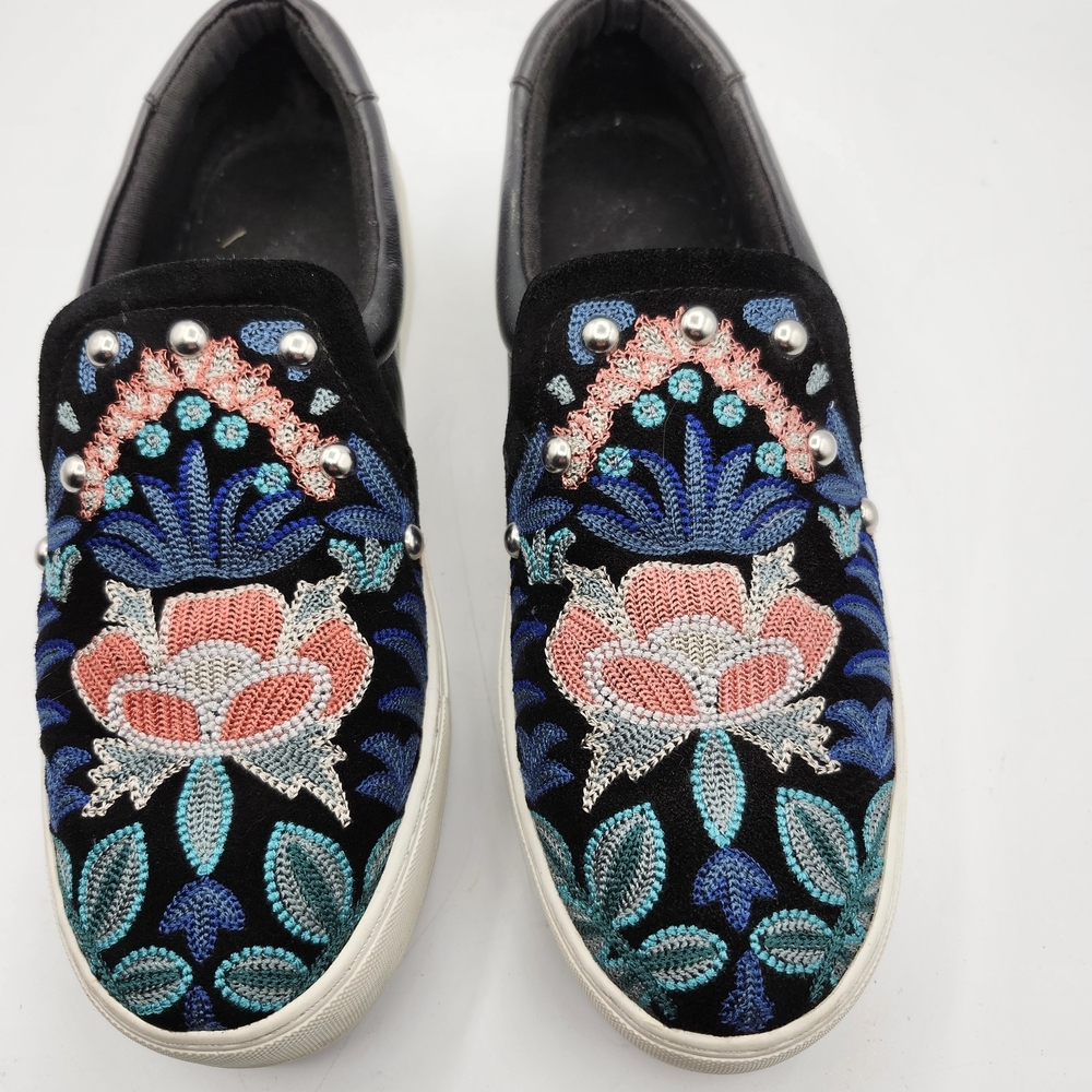 Rebecca Minkoff Black Sneakers with Floral Embroidery